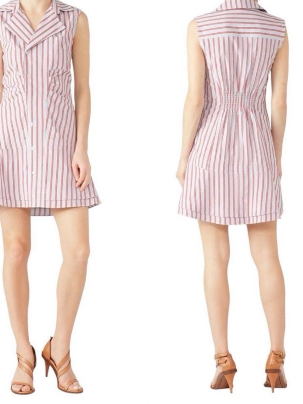 10 Crosby Derek Lam red, blue and White Striped Sleeveless Shirt Dress